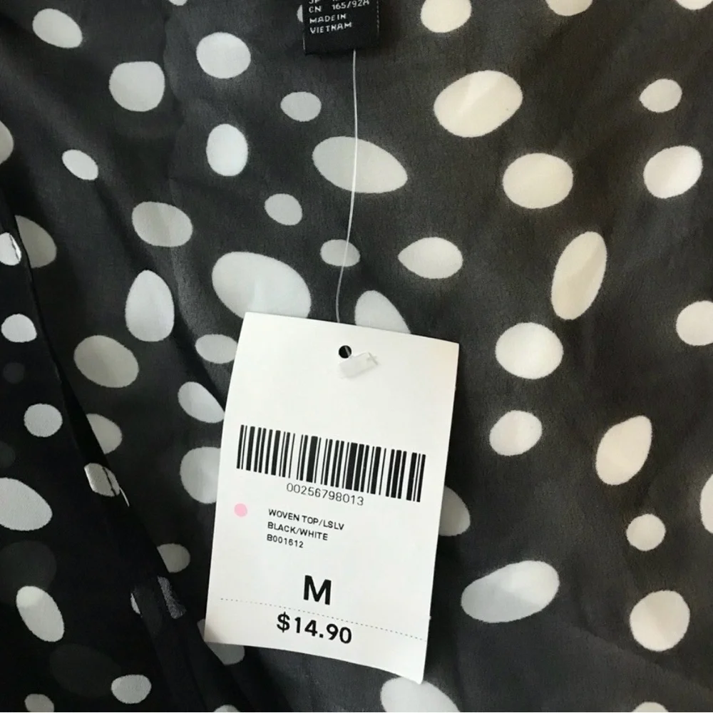 NWT F21 Polka Dot Sheer Black and White Women's Top size M - Picture 5 of 5